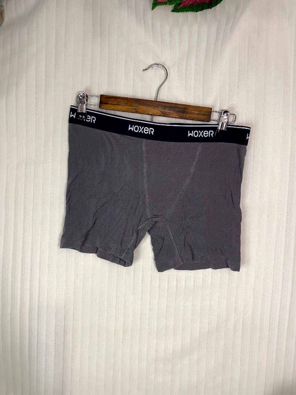 Woxer Boxer Briefs Women’s Medium Gray Athletic Underwear Stretch Shorts Logo Wa